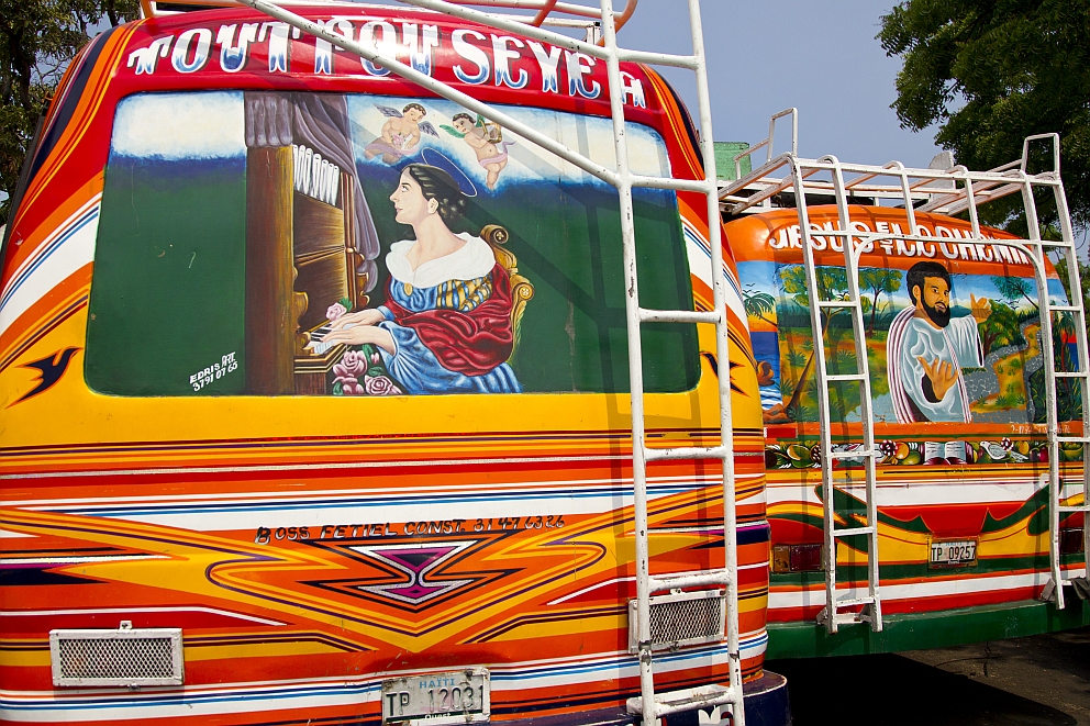 Igor Rugwiza UN Volunteer in Haiti made this Photo from painted TapTap Busses